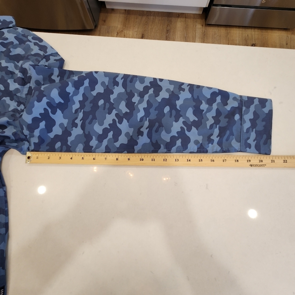 NWT Izod Saltwater Shirt Men's XL Blue Camouflage Untucked Long Sleeve Stretch - Picture 10 of 12